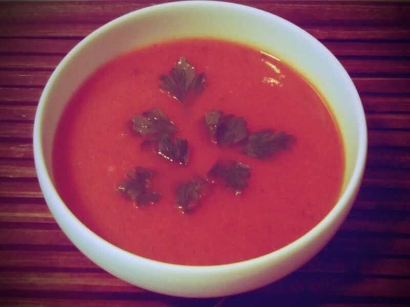 Red pepper and courgette soup