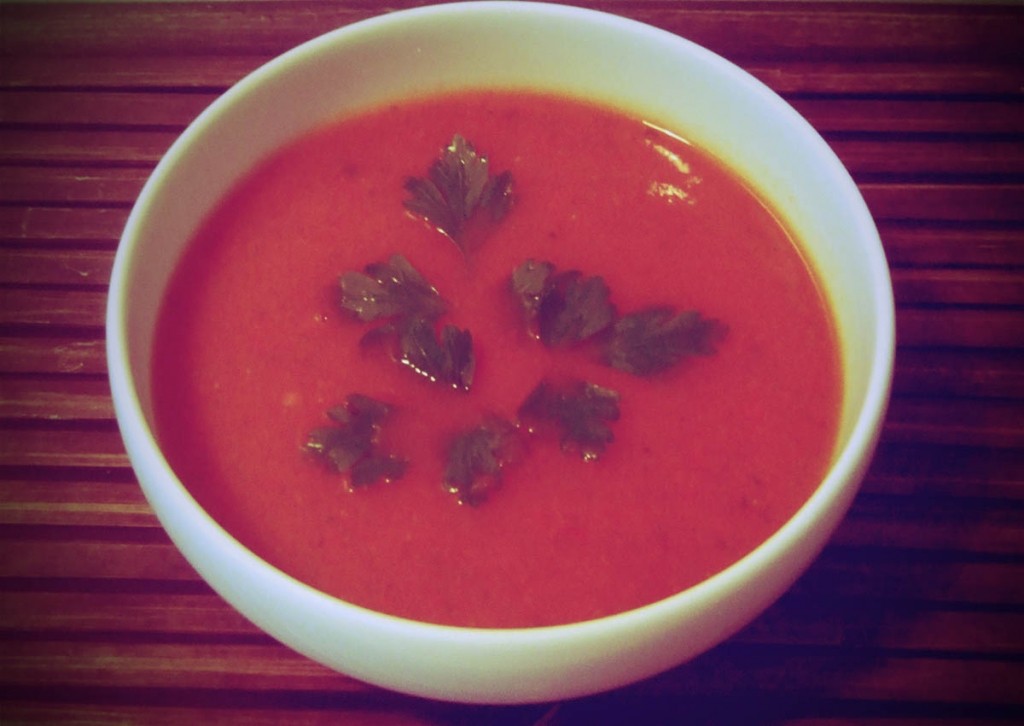 Red pepper and courgette soup