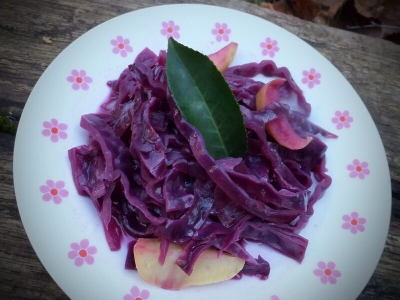 Braised red cabbage with apple