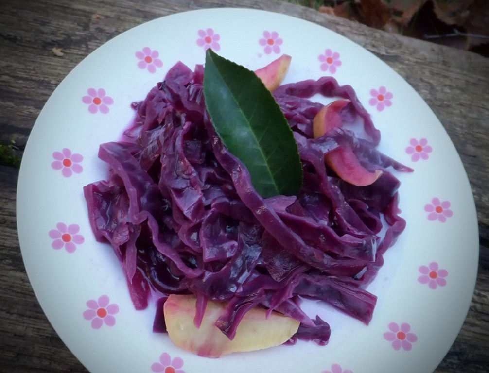 Braised red cabbage with apple