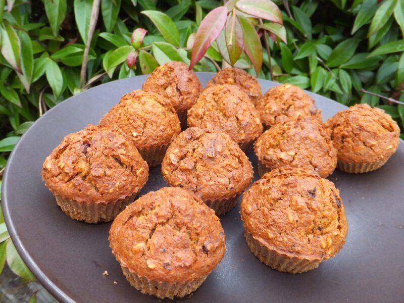 Healthy carrot and oat muffin