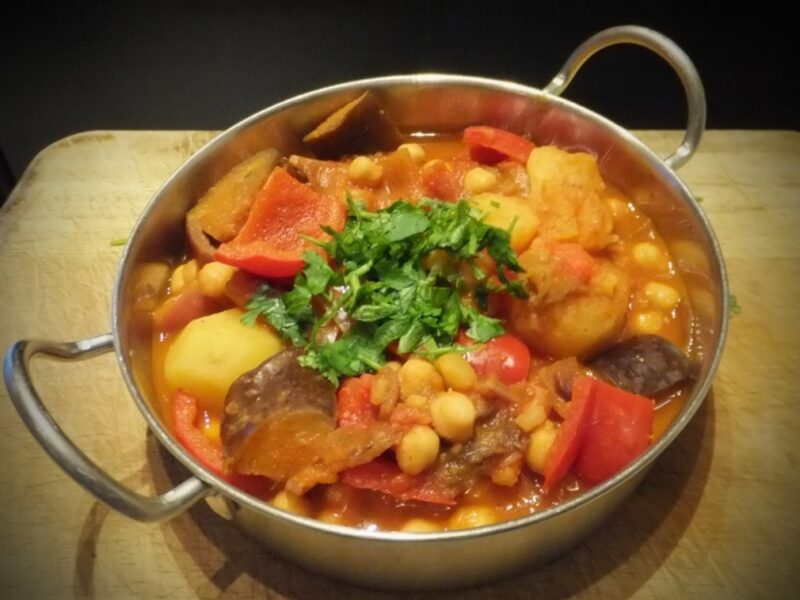 Eggplant and chickpea curry