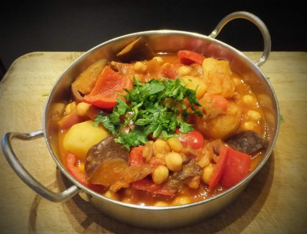 Eggplant and chickpea curry