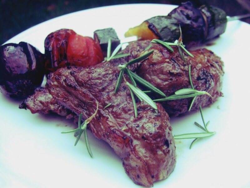 Grilled lamb steak with rosemary