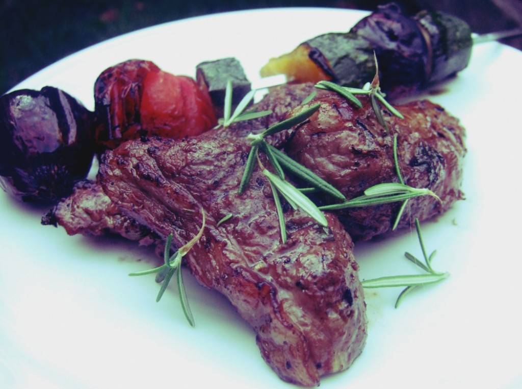 Grilled lamb steak with rosemary