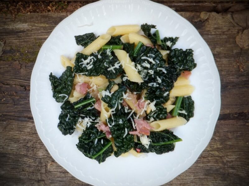 Pasta with cavolo nero and pancetta