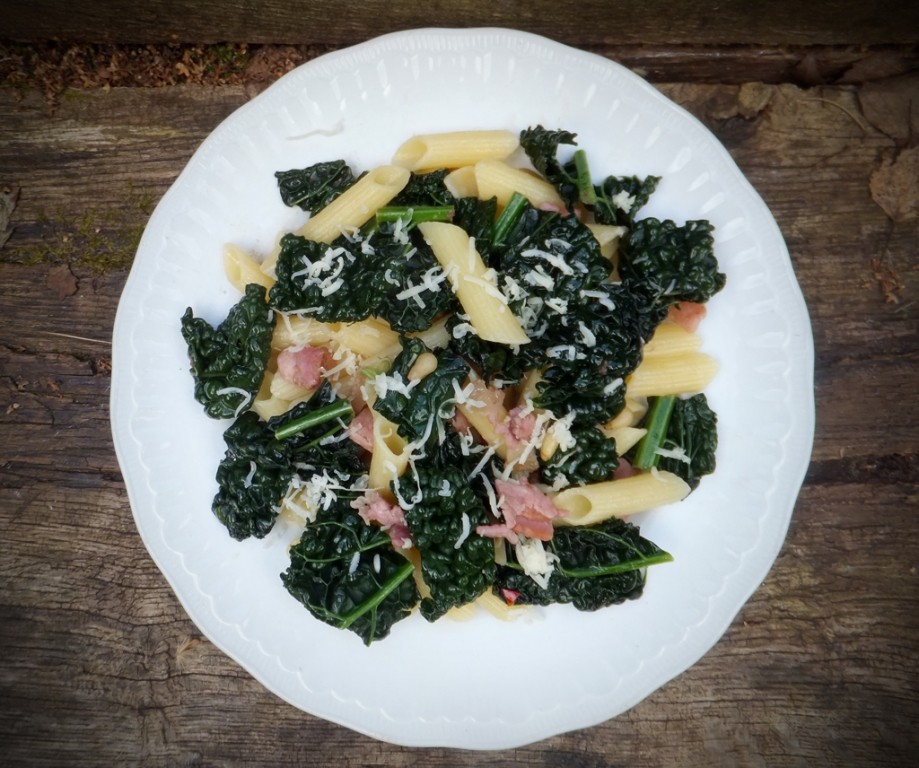 Pasta with cavolo nero and pancetta