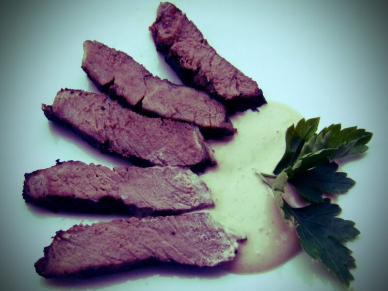 Steak with spiced yoghurt