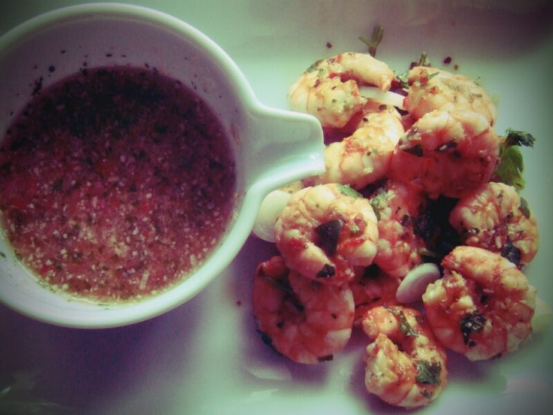 Thai prawns with spicy dip