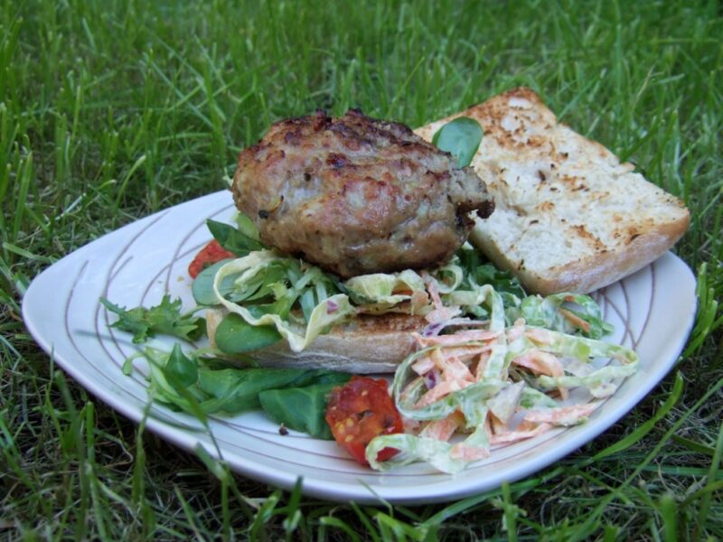 Greek-style pork burger