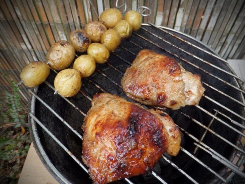 Orange & honey glazed BBQ chicken thighs