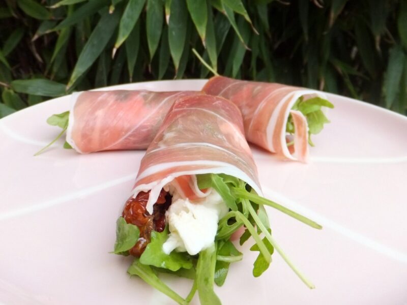 Prosciutto wrapped mozzarella