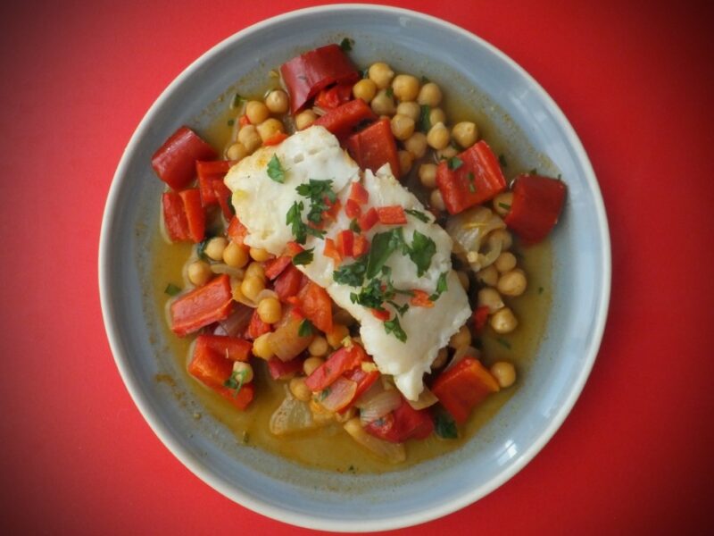 Spanish fish and chickpea stew