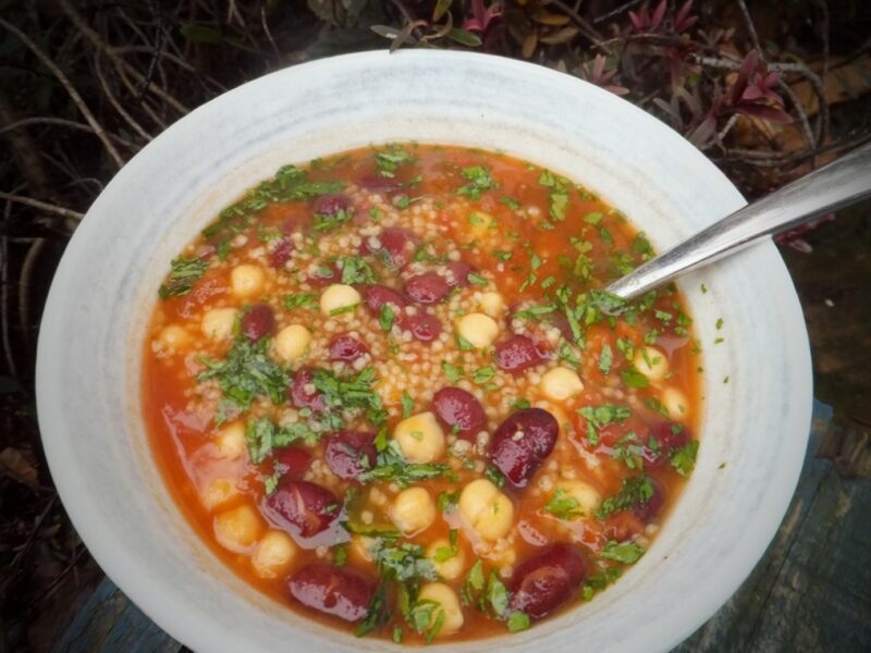 Spicy bean and chickpea soup