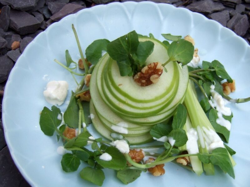 Waldorf salad with blue cheese dressing