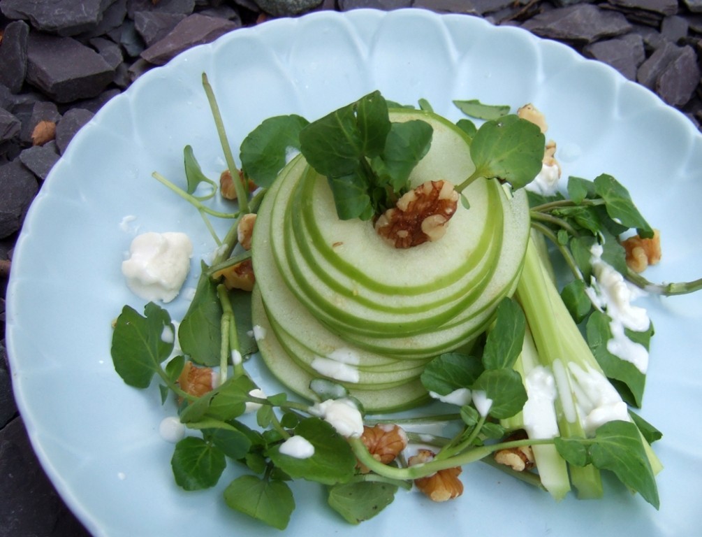 Waldorf salad with blue cheese dressing