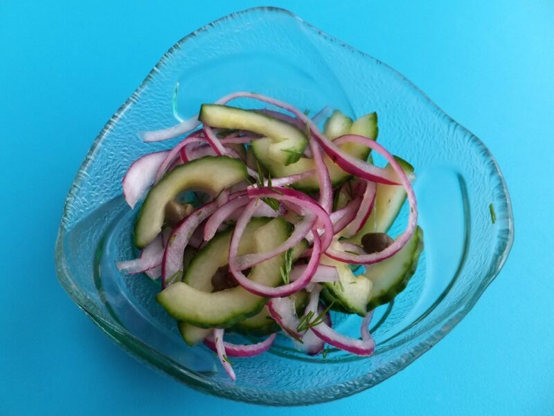 Cucumber and red onion relish