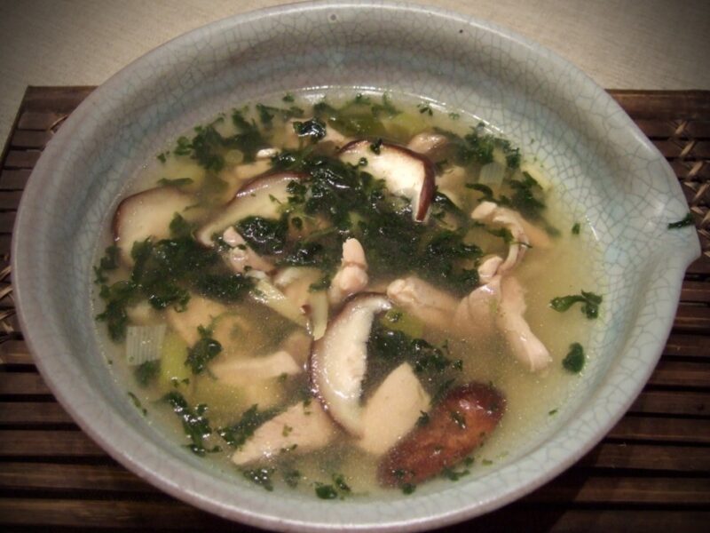 Thai chicken soup with mushrooms