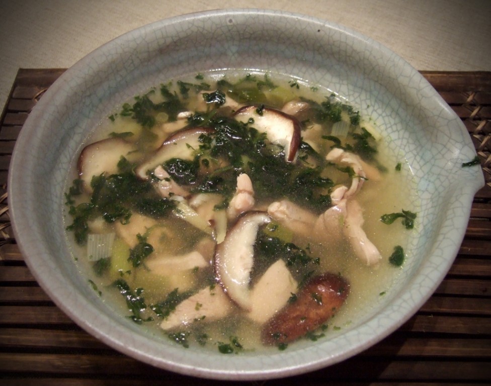 Thai chicken soup with mushrooms