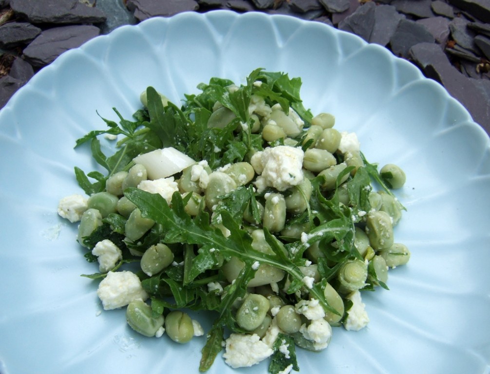 Broad bean and feta salad