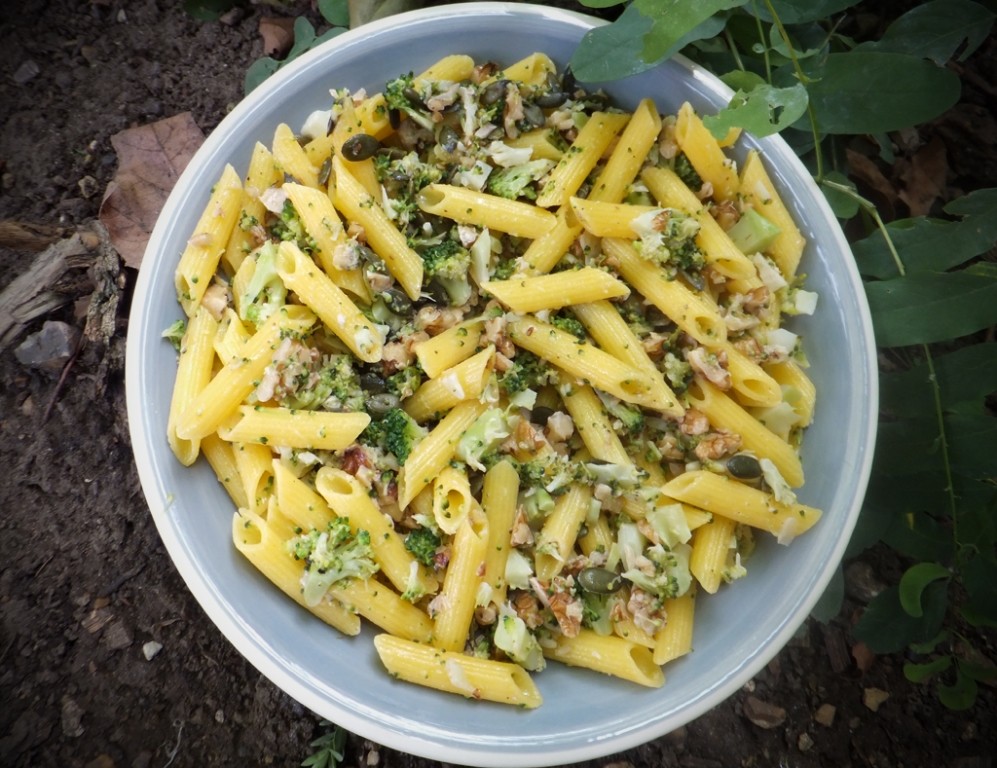 Pasta with broccoli and walnuts