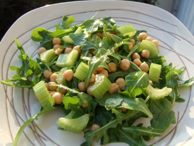 Chickpea, celery and rocket salad