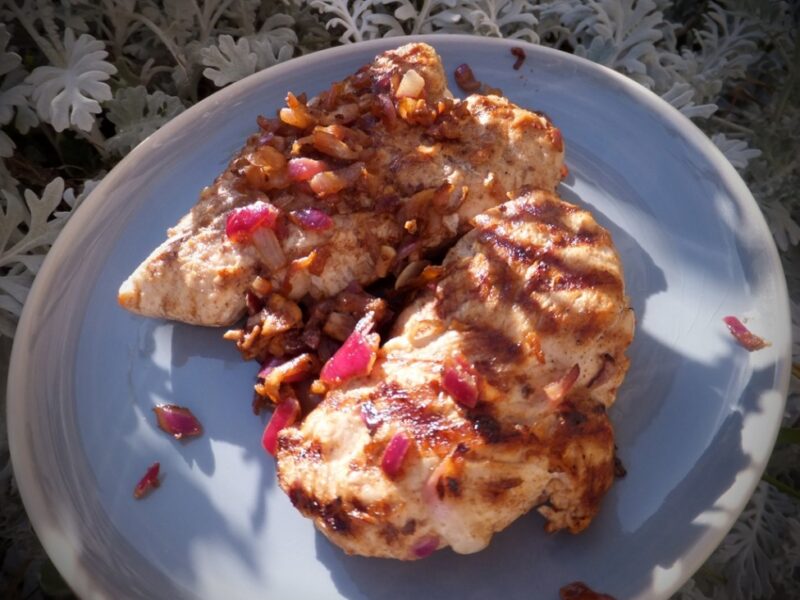 Grilled turkey breast with spiced onion salsa