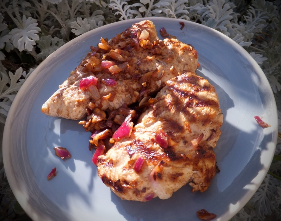 Grilled turkey breast with spiced onion salsa