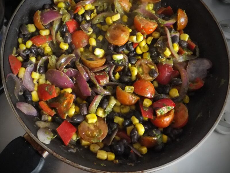 Mexican bean and tomato salad