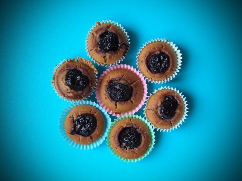 Mini chocolate and cherry muffins