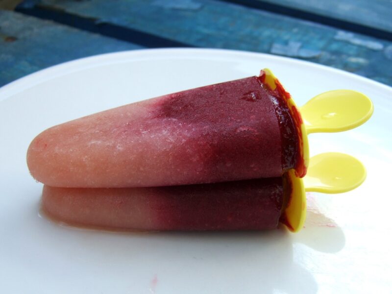 Prune and peach ice-lolly