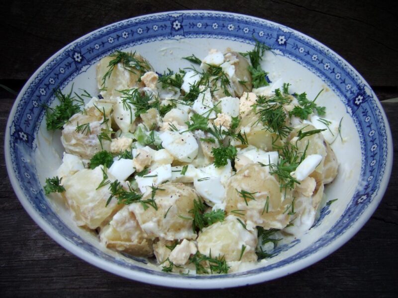 Potato and egg salad with summer herbs