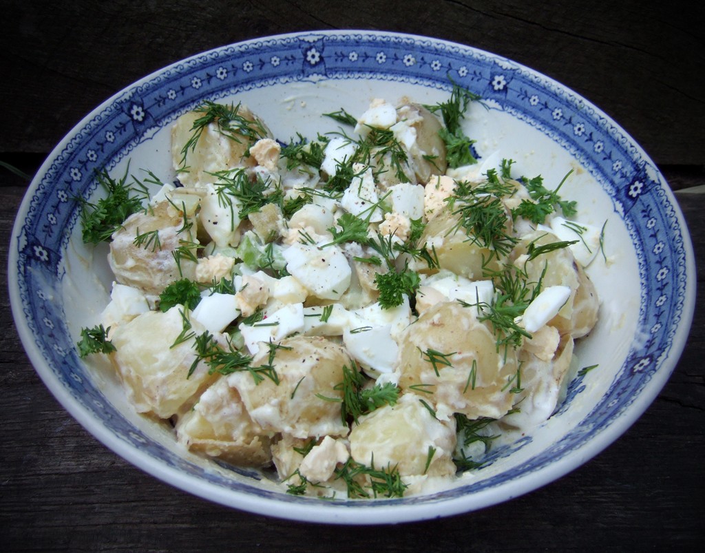 Potato and egg salad with summer herbs