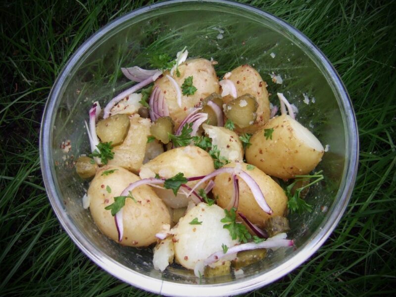 Potato salad with gherkin