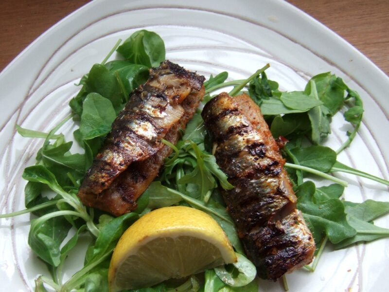 Grilled sardines with Harissa