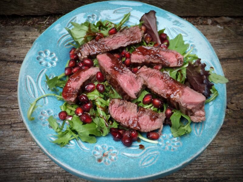 Steak salad with pomegranate dressing