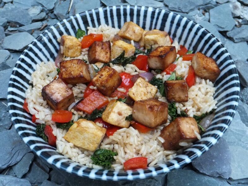 Tofu and rice stir fry