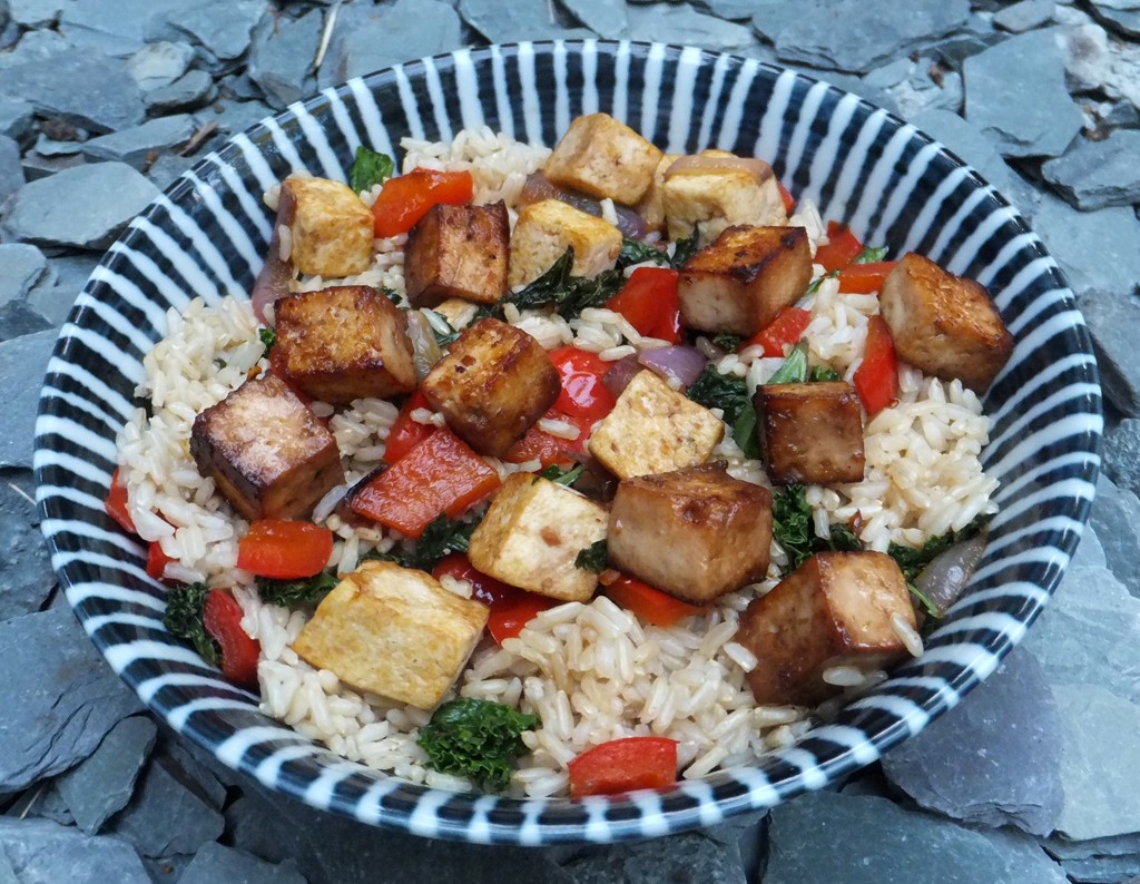 Tofu and rice stir fry