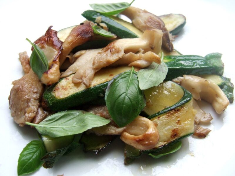 Sautéed chanterelle and courgette