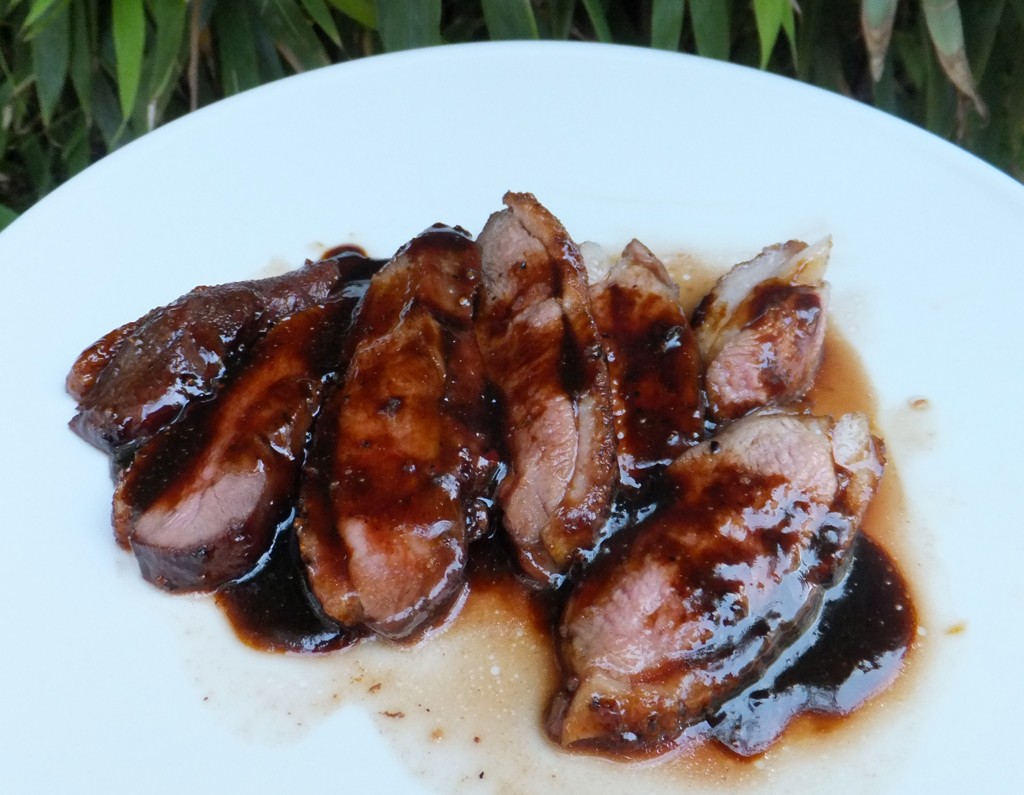 Duck breast in honey and balsamic glaze