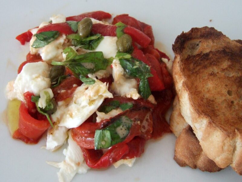 Grilled red pepper and mozzarella