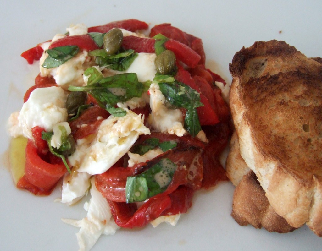 Grilled red pepper and mozzarella