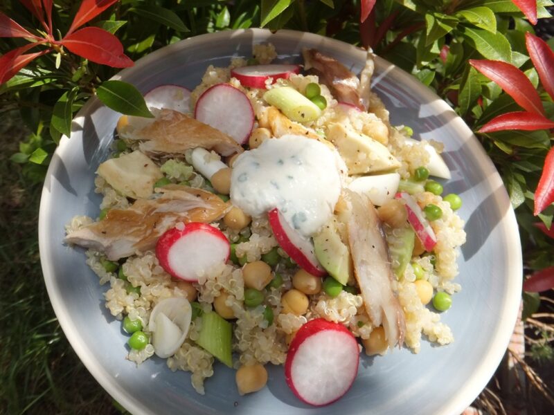 Quinoa and mackerel salad