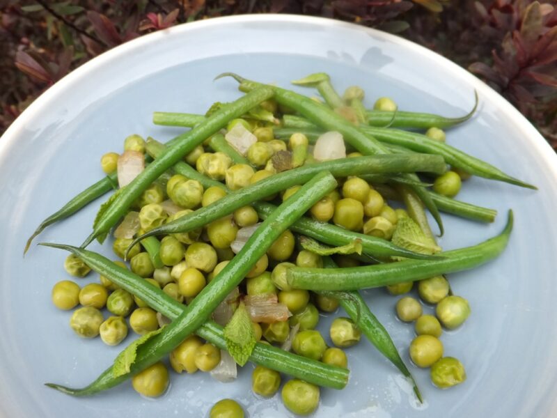 Sautéed green beans and peas