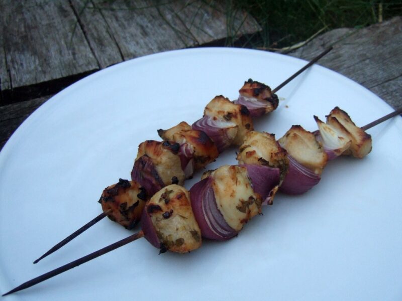 Balsamic honey chicken skewers