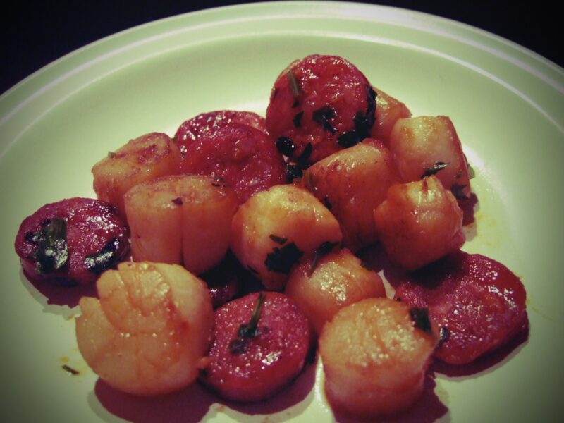 Scallops with chorizo