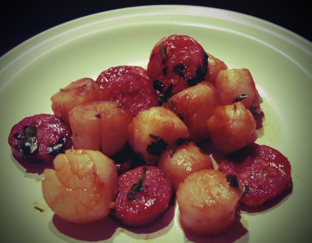 Scallops with chorizo