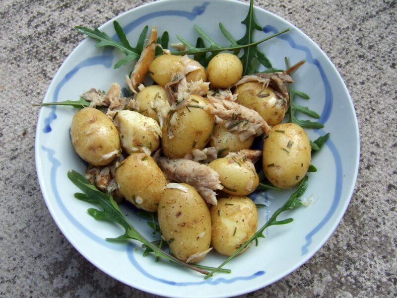 New potato salad with mackerel