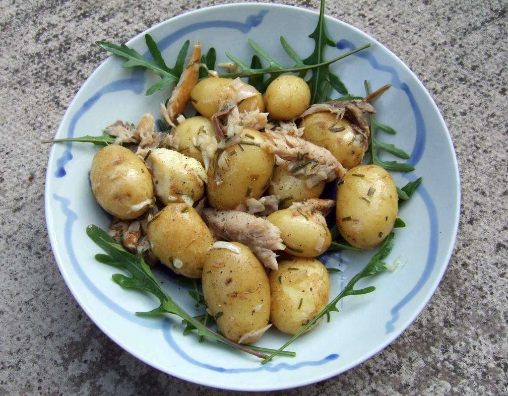 New potato salad with mackerel