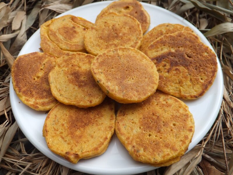 Red pesto and polenta drop scones